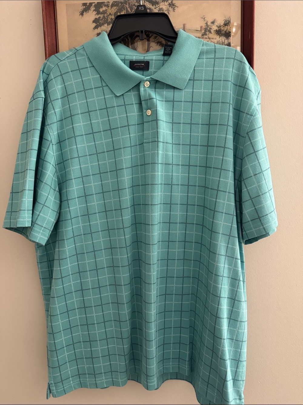 Arrow Men's Teal Grid Polo Shirt
